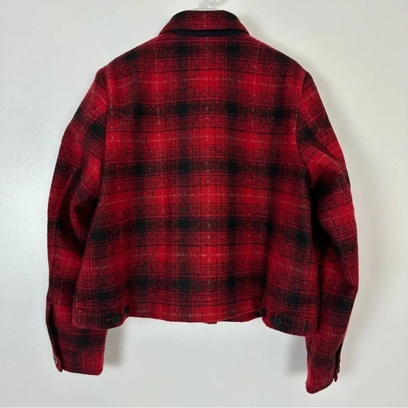 J. Jill Brushed Plaid Cropped Shacket Jacket‎ Large Scarlet Red Soft Cozy Fall - Picture 5 of 15